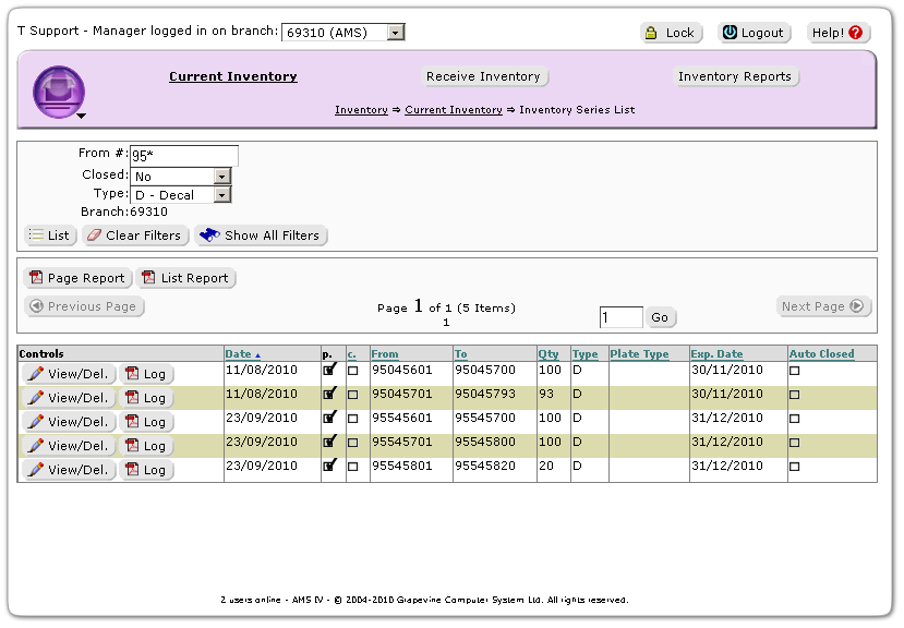 Finding Inventory Series in AMS